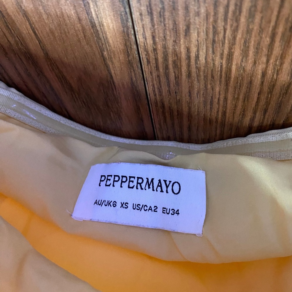 Peppermayo Mini Dress Womens US 2 Yellow Strapless Bodycon Party Cocktail - Picture 2 of 4